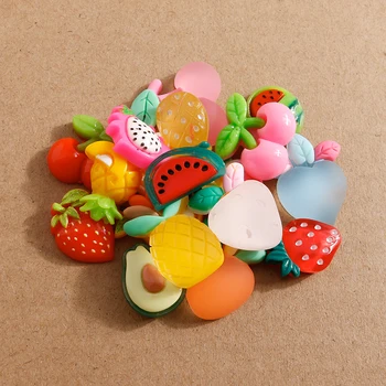 10db Szimulált 3D Gyümölcs, Őszibarack, Cseresznye Cabochon Flatback Scrapbook Ékszerek Készítése DIY Gyerekek Hajtű Bross Kézműves Kellékek