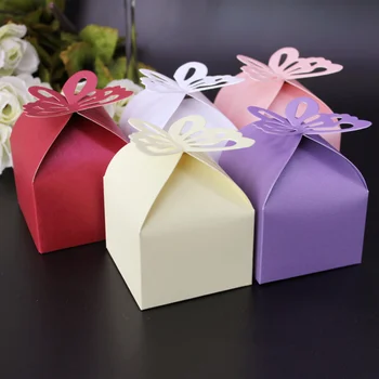 10db pearl papír nude színű esküvői candy doboz édesség csomagolás doboz üres pillangó doboz