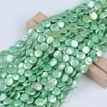 12-13mm Zöld Gombot, Gyöngy, Hiteles Természetes Édesvízi Gyöngy String DIY Nyaklánc Karkötő