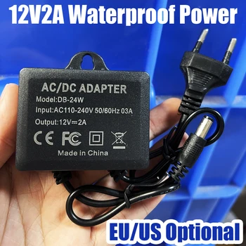 12V2A IP66 Vízálló fényképezőgép Áram AC Szabadtéri 100V-240V Átalakító Adapter DC 2000mA LED Ellátási EU MINKET Dugó, 5,5 mm x 2,1-2,5 mm