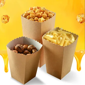 20db nátronpapír Popcorn Doboz Édességet Szívességet Táska Karácsonyi Esküvő, Születésnap Chritsmas Party Dekoráció popcorn papír doboz gyerekeknek
