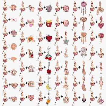 2db/Sok Kristály Pink Lollipop & Szív Charm Gyöngy Élelmiszer Medál Illik a Márka Karkötő & Nyaklánc Női Ékszer Készítés Ajándék