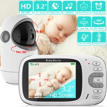 3.2 Inch Videó Baba Monitor 2.4 G Gyerekek Anyja Két-utas Audio éjjellátó Biztonsági Kamerák Digitális Zoom Hőmérséklet