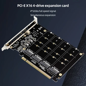 4 Port M. 2 NVME SSD PCIE X16 Merevlemez Átalakító LED Kijelző Adapter Kártya Támogatás M. 2, PCI-E SSD/M. 2 Eszköz NVME Jegyzőkönyv