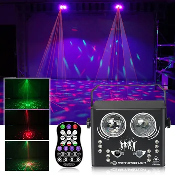 5IN1 LED-es Színpadi Fény DMX UV Fekete lámpa Lézer Villogó Víz Hullám Projektor Minta Magic Ball a Bárban Dj Disco Party Halloween