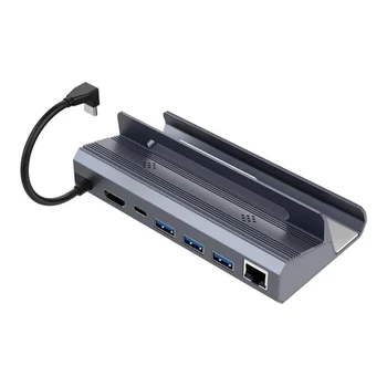6 az 1-ben Fogadó Dock Gigabit Hálózati Port USB3.0 játékkonzol Bázis Alumínium Ötvözet C-Típusú HDMI-kompatibilis Gőz Fedélzeten Játék Konzol