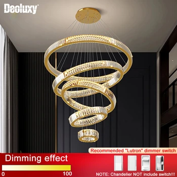 6 gyűrűk led csillár nappali luxus lépcső modern kristály lámpa lámpatest modern lakberendezés hall arany cristal csillogás