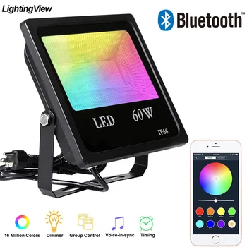 60W Bluetooth 4.0 RGB Floodlight Reflektorfénybe Táj Kert Árvíz Fény Smart App-Csoport Vezérlő Kültéri Okos Színpadi Fény