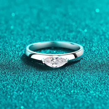 AETEEY Igazi Moissanite Gyűrű D Színű Ló Szeme Gyémánt Tiszta S925 Sterling Ezüst Női Esküvői Finom Ékszerek