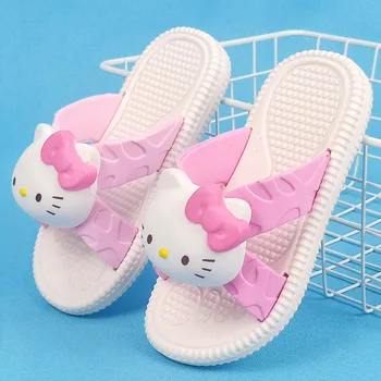 Aranyos Anime Sanrio Hello Kitty Nyári Gyermek Szandál Papucs Aranyos Rajzfilm csúszásmentes Haza Puha Talp Strand Cipő Ajándék