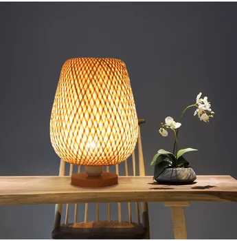 Bambusz fonalból készült asztali Lámpa, Skandináv Stílusa Egyszerű, Hálószoba, Nappali Klub Kínai Stílusú Délkelet-Ázsiai Tea Szoba Zen Stílus