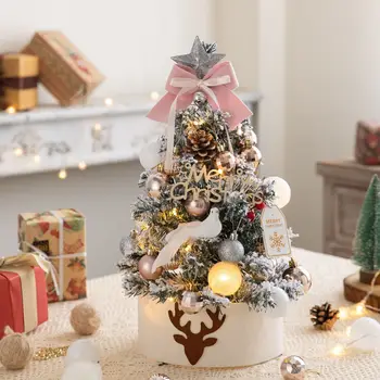 DIY Mesterséges karácsonyfa Lámpák Mini Asztali Karácsonyi Dekoráció újévi Ajándék Haza Díszek Jelenetek Dekoráció Tartozék