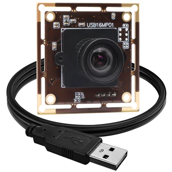 ELP Webkamera 16MP 4656X3496 USB Kamera Modul IMX298 Mini Kamera Torzulás nélkül 75 Fokos Lencse PC-n Pi-Cam