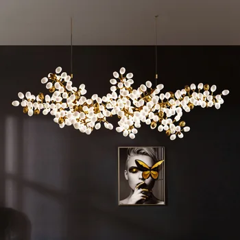 Fehér Üveg Csillár Nappali Dekoráció LED függő Lámpák Hosszú Szőlő String Modern Medál Lámpa Hotel Hall Étterem