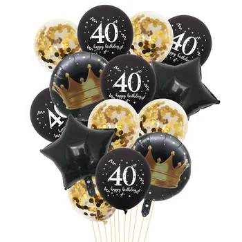 Fekete-Arany 30 40 50 60 Születésnapi Latex Lufi, Konfetti, Férfiak, Nők, Boldog Szülinapi Parti Felnőtt 30 éves Dekoráció, Léggömbök