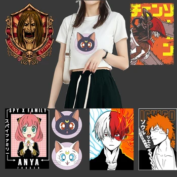 Forró A4-es Anime Láncfűrész Ember KÉM CSALÁD Kreatív SZEX hőátadás DIY póló díszítő nyomtatott Vas A Foltok