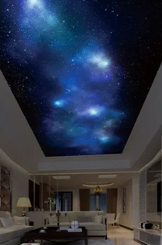 Fotó, 3d-s kék ég csillagos mennyezet modern tapéta a nappaliban 3d mennyezeti freskók háttérkép