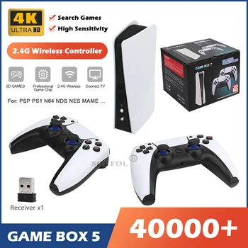 GB5-P5 Új videojáték-Konzol 64GB/128GB 40000 Ingyenes Játékok HD TV-Játék Box 5 Két Gamepad A PS1/PPSPP/MAME Arcade Játék Stick