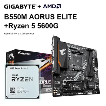 GIGABYTE B550M AORUS ELIT Alaplap + AMD Ryzen 5 5600G R5 5600G CPU, Alaplap Meghatározott Processzor Foglalat AM4 DDR4 128GB Asztali
