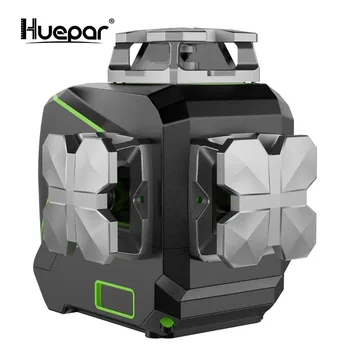 Huepar S03CG 3D 12 Lézer Egyéni Szinten, Kereszt, Vonal LCD Képernyő Zöld Sugár a BT-vel