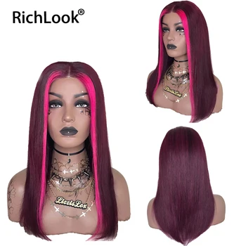 Jelölje ki a Rózsaszín, Áttetsző Csipkével, Paróka Emberi hajból 13x4 Emberi hajból készült Paróka, Ombre Bor Vörös Színű Remy Haj Halloween Cosplay