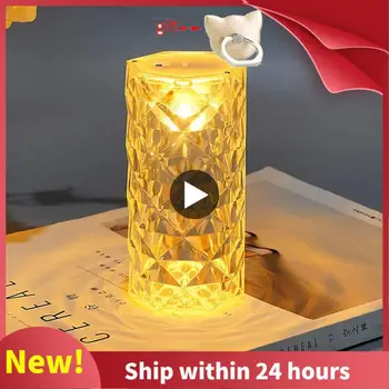 Kristály asztali Lámpa LED Hangulat Fény Karácsonyi Dekoráció Világos Nappali, Hálószoba Éjjeli Lámpa Gomb Akkumulátor Modell