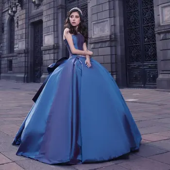 Luxus Kék Quinceanerán Ruha 2024 Pántnélküli Hercegnő Prom estélyi Ruha 16 XV Éves Miss Szülinapi Ruha Verseny Mexikói