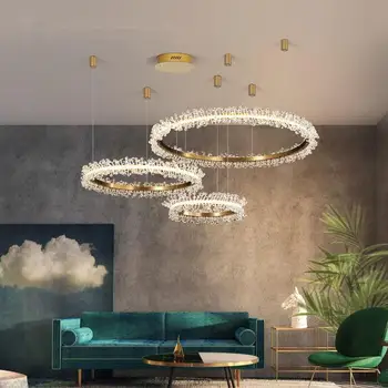 Luxus kristály arany gyűrű, led csillár, nappali, étkező, hálószoba design gyűrű csillár lakberendezési kristály lámpa