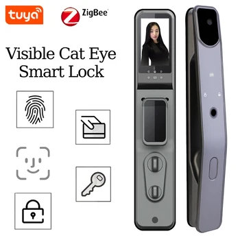 Látható Macska Szeme Intelligens Zár TUYA ZigBee Biztonsági Jelszót Ujjlenyomat Biometrikus WiFi Digitális Elektromos, Elektronikus Zár: