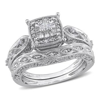Miabella Női 1/5 Karátos T. W. Gyémánt Infinity & Filigrán Menyasszonyi Meghatározott Sterling Ezüst