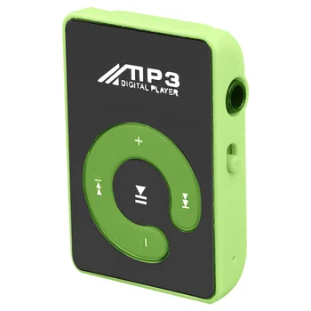 Mini Tükör Klip USB Digitális Mp3-Lejátszó Támogatja a 8 gb-os SD TF Kártya Zöld