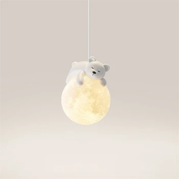Modern, Egyszerű Hold Medál Fények, gyerekszoba, Hálószoba Éjjeli Lámpa, LED-es Fiúk Lányok Nyúl, Medve Kreatív Dekorációs Világítás