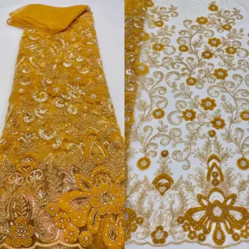 Nigériai gyöngyös hímzett Csipke Anyagból luxus afrikai francia Csipke Anyagból JIANXI.C-1302.5006 esküvői ruha