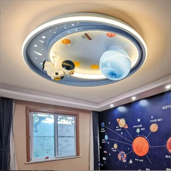 Rajzfilm Hálószoba, Mennyezeti Lámpa, Modern Tanulmány Csillár Eredetiség Intelligens LED Beltéri Lány Fiúk Űrhajós Díszíteni Lámpatestek