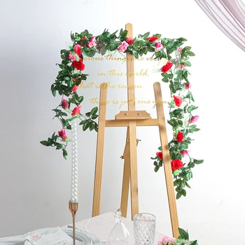 Rose művirágok 2,4 M Szőlő Kert Esküvői Boltív Dekoráció Kerti Virág, Fali Díszek Növény Hamis Virág a Haza Deco