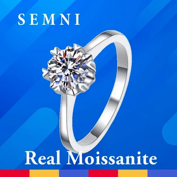 SEMNI MINKET Méret 1.0 CT Moissanite Hópehely alakú Gyémánt Gyűrű a Nők 925 Sterling Ezüst Gyönyörű Zenekar Finom Ékszerek szerelmes Ajándék