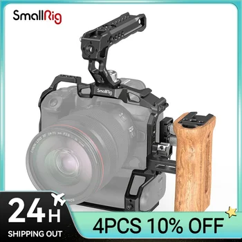 SmallRig DSLR Fényképezőgép Ketrecbe HDMI & USB-C Kábel Bilincs Fa nyéllel Ketrec Rig Kit Canon EOS R5 / R6 / R5 C 3707