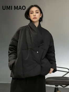 UMI MAO Yamamoto Sötét Téli Viselet Retro Egyszerű, Laza, Szabálytalan Kabát Rövid Kabátot Női Ruhát Nők Femme Y2K