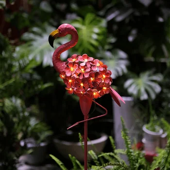 Vas-Solar Power LED Táj Lámpa Flamingo Kerti Dísz, Otthon Dekoráció Családi Udvaron Kerti Dekoráció Otthon Kellékek