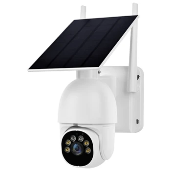Wifi Kültéri Kamera, Vezeték nélküli, Napenergiával Működő Otthoni Biztonsági Kamerák Alacsony Fogyasztás 360° - Os Nézet Reflektorfénybe EU-Csatlakozó