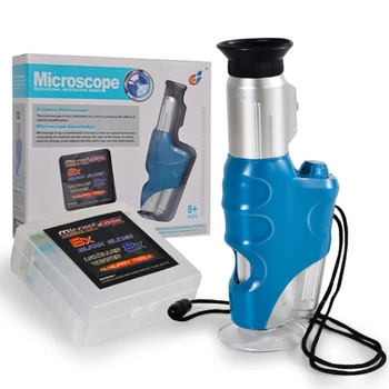 Zsebében Micro 20x-60x LED Világító Mező Mikroszkóp Gyerekeknek Megfigyelés Csepp hajó