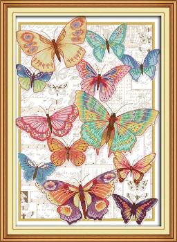 Öröm vasárnap előnyomott keresztszemes Készlet Könnyű Minta Aida Lepecsételt Szövet Hímzés Set-Pillangók Repülnek Szabadon