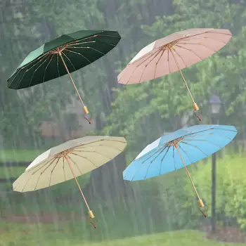 Összecsukható Esernyő Vízálló Fa nyele Kompakt Nap Esőben Esernyő a Szabadtéri Tevékenységek Hegymászás Hátizsákkal Túrázás Felnőttek, Gyerekek