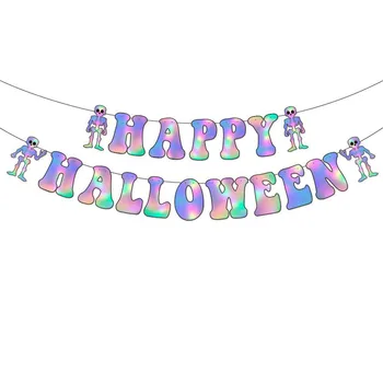 Új Húzza Zászlók & Ragasztó Csapok Ideális Halloween Halloween Banner Papír Anyag Jön Parti Dekoráció